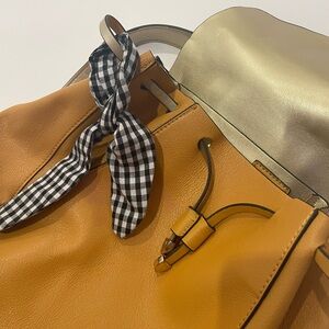 Zara Gold and Tan Shoulder Bag